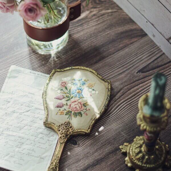 Antique Embroidered Mirror